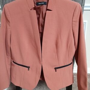 Nine West Women's Peach Blazer with Zippered Pockets